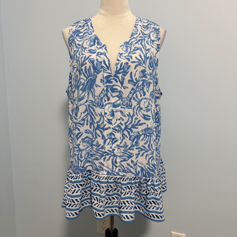Lilly Pulitzer Gramercy Blue and White Tank Top Size‎ XL
